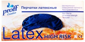 Перчатки латекс. голубые, прочные 50 шт. "High Risk" XL  1/10