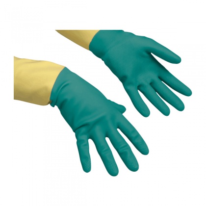 Усиленные резиновые перчатки L, зел/жел 120261/120269