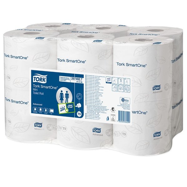 Туалетная бумага в мини-рулонах Tork SmartOne mini T9 472193 2-слойная 12 рулонов по 111 метров 1/12