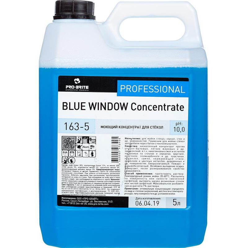 BLUE WINDOW concentrate, моющий концентрат для стекол 5л. Артикул: 163-5