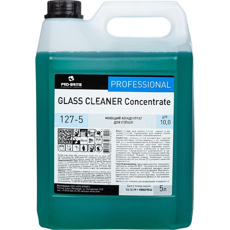 Glass Cleaner (concentrate) 5л Жидкий концентрат с нашатырным спиртом для чистки стекол 127-5