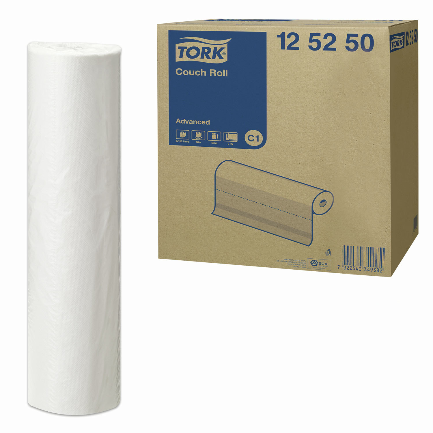 Бумажные простыни Tork Advanced 125250-00, белые.132 листа 2сл 1/9