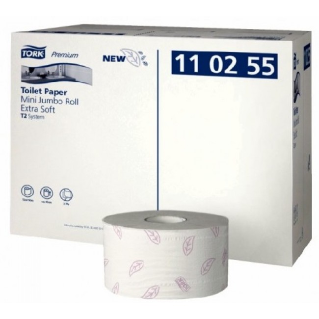 Туалетная бумага Tork Premium в мини-рулонах ультрамягкая 3-х слойная, 120м, Система T2 110255 1/12